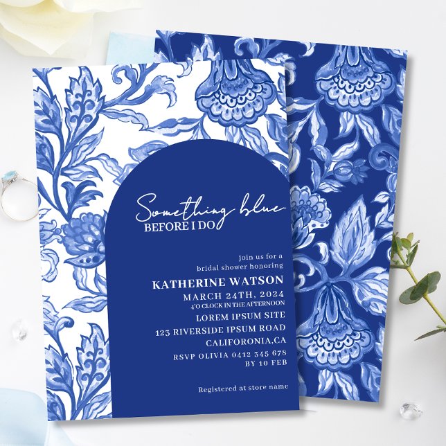 Invitación Something blue blue chinoiserie bridal shower (Subido por el creador)