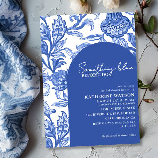 Invitación Something blue blue chinoiserie bridal shower