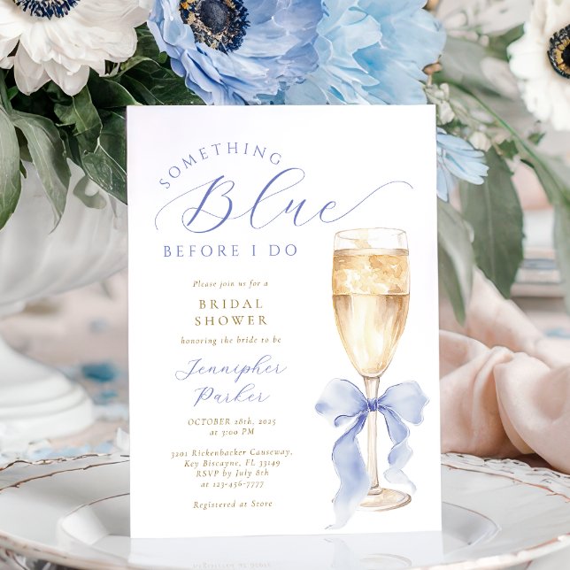 Invitación Something Blue Bow Bridal Shower Invitation (Subido por el creador)
