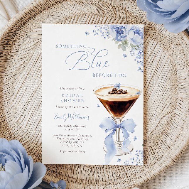 Invitación Something Blue Bow Coffee Bridal Shower (Subido por el creador)