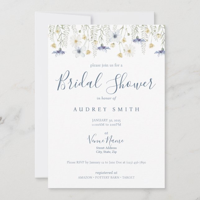 Invitación Something Blue Bridal Shower Invitation (Anverso)
