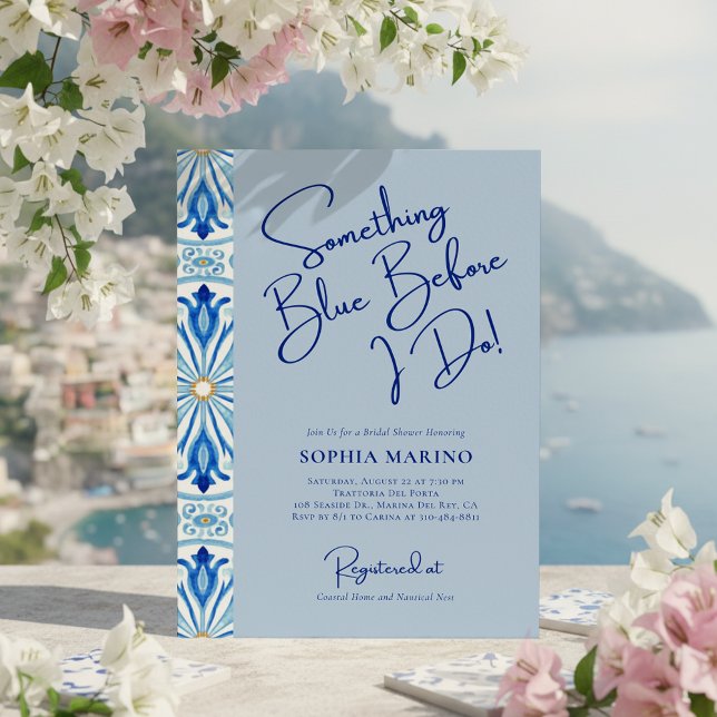 Invitación Something Blue Bridal Shower | Mediterranean Tile  (Subido por el creador)