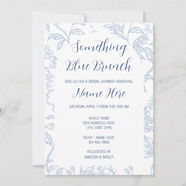 Invitación Something Blue Brunch Bridal Shower Invitation (Anverso)