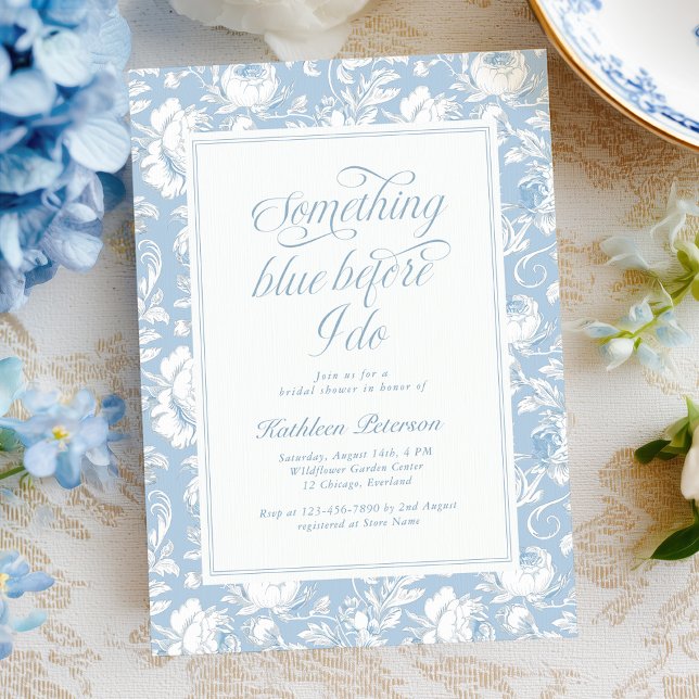 Invitación Something Blue Chinoiserie Bridal Shower  (Subido por el creador)