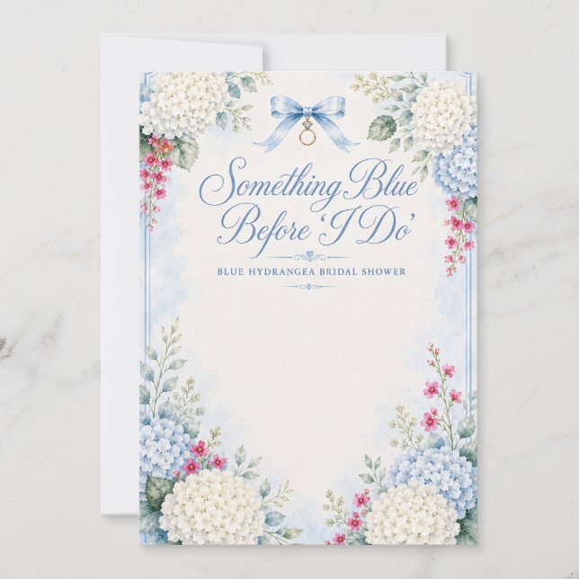 Invitación Something Blue Despedida de Soltera | Hortensia Az (Anverso)