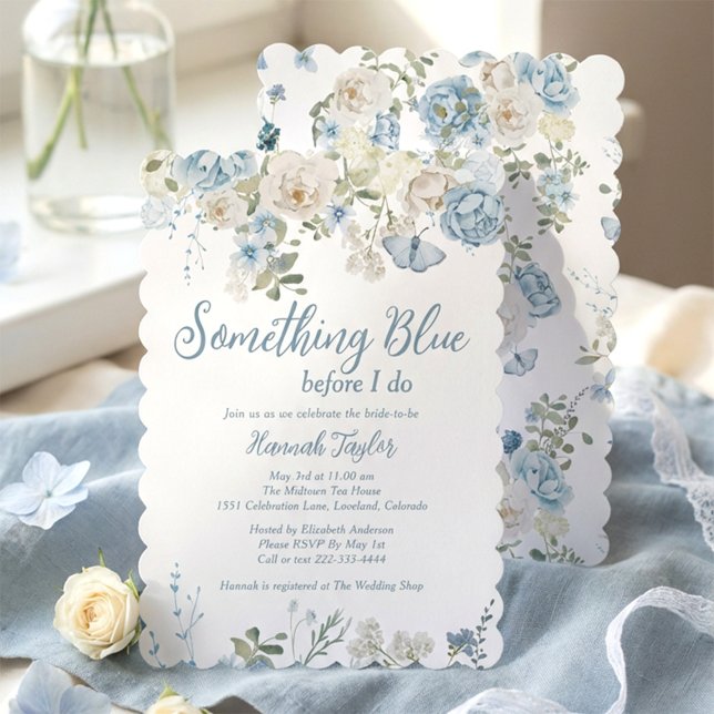 Invitación Something Blue Floral Before I Do Bridal Shower (Subido por el creador)