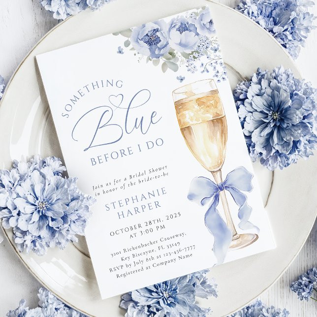 Invitación Something Blue Floral Bridal Shower Invitation (Subido por el creador)