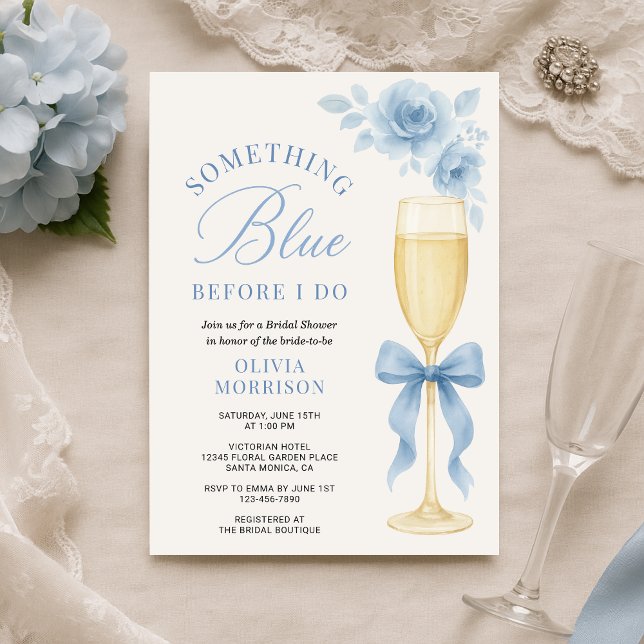 Invitación Something Blue Floral Coquette Bow Bridal Shower  (Subido por el creador)