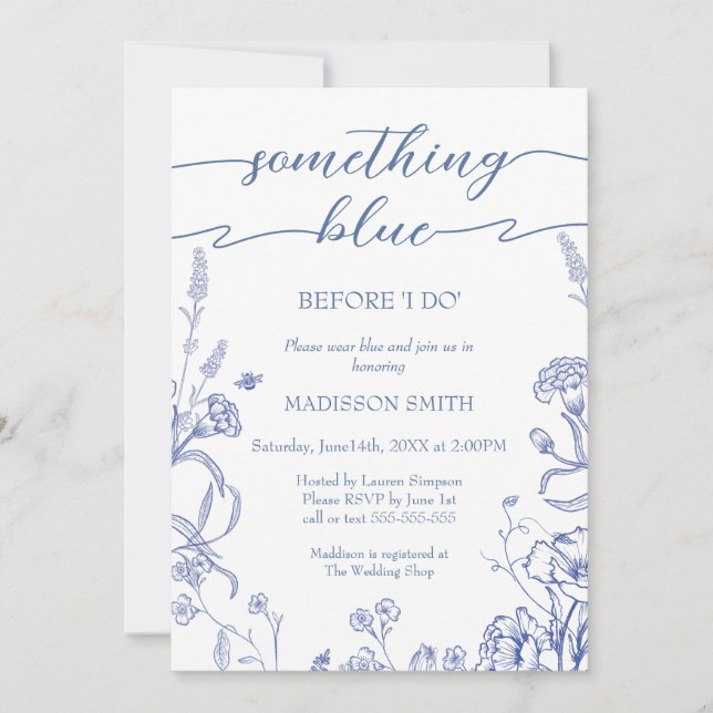 Invitación Something Blue French Bridal Shower invitation (Anverso)
