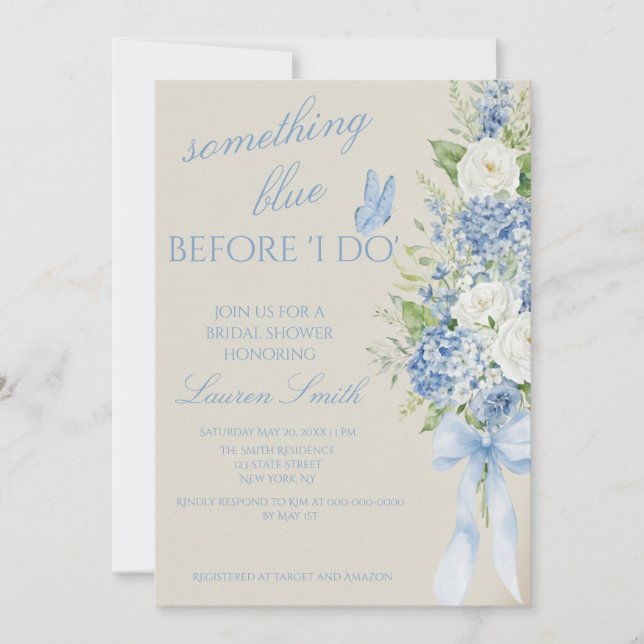 Invitación Something Blue Hydrangea Bridal Shower Invitation (Anverso)