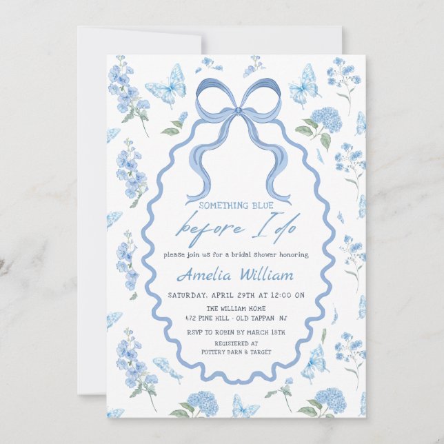Invitación Something Blue Hydrangea Bridal Shower Invitation (Anverso)