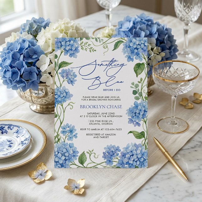 Invitación Something Blue Hydrangea Floral Bridal Shower (Subido por el creador)