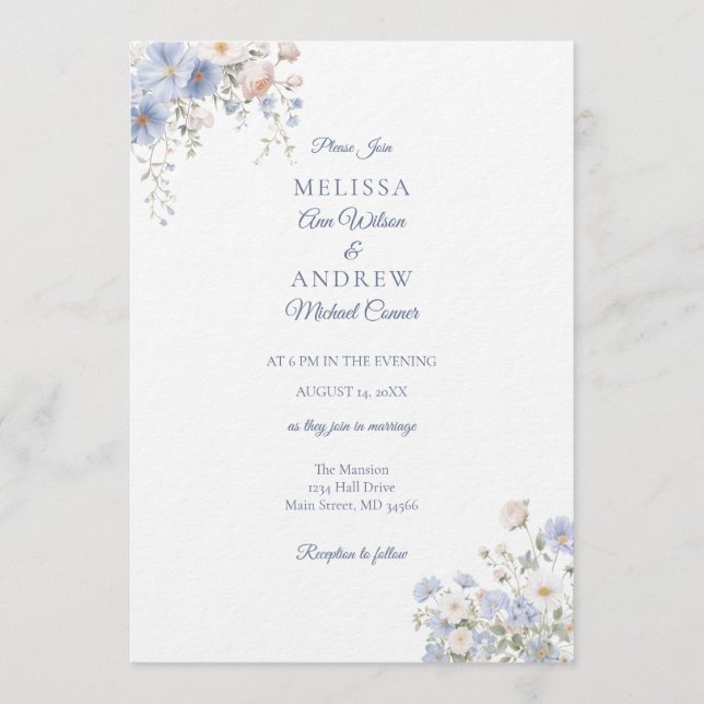 Invitación Something Blue Wedding Invitation Suite (Anverso)