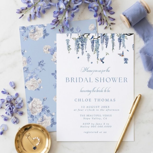 Invitación Something Blue Wildflower Bouquet Bridal Shower  (Subido por el creador)