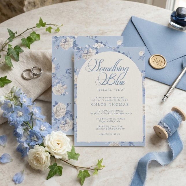 Invitación Something Blue Wildflower Bouquet Bridal Shower  (Subido por el creador)