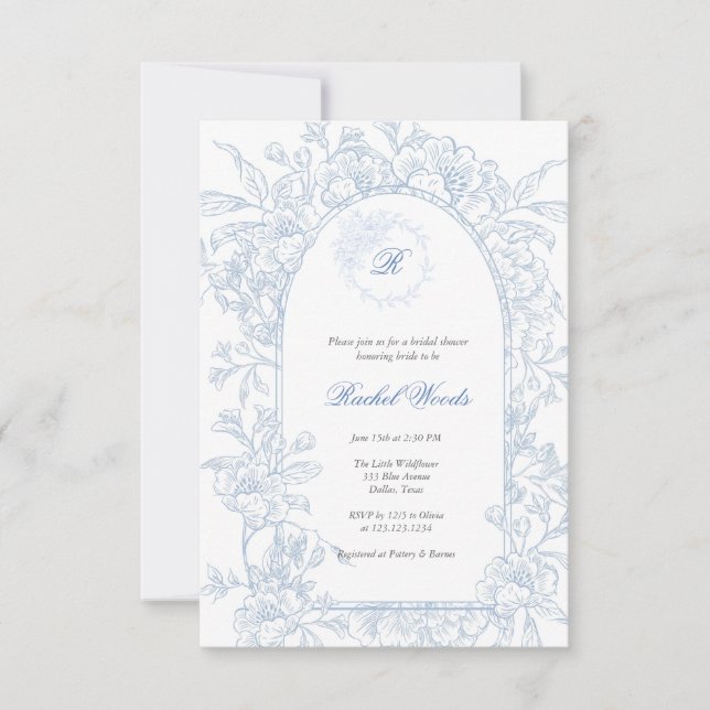 Invitación Something Blue Wildflower Bridal Shower Invitation (Anverso)