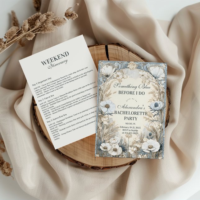 Invitación Something Blue Winter Floral Bachelorette (Subido por el creador)