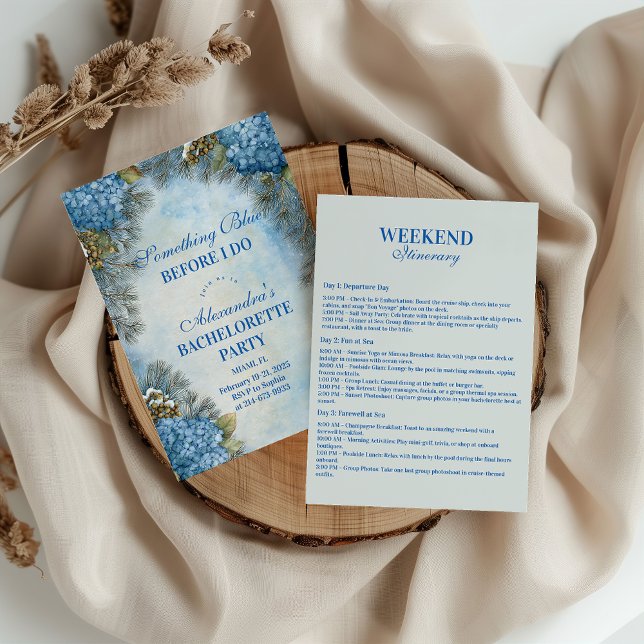 Invitación Something Blue Winter Floral Bachelorette Party (Subido por el creador)