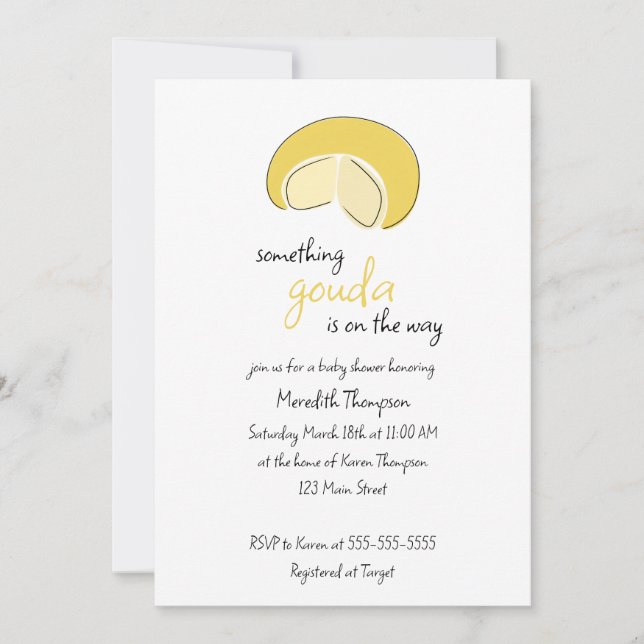 Invitación Something Gouda On Way Cheese Wheel Baby Shower (Anverso)