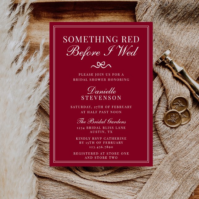 Invitación Something Red Before I Wed Valentine Bridal Shower (Subido por el creador)