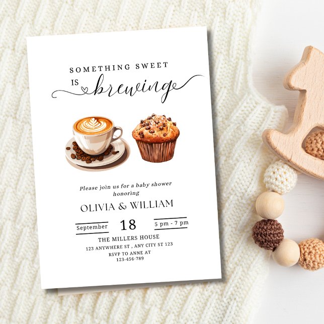 Invitación Something Sweet Is Brewing Baby Shower Neutral  (Subido por el creador)