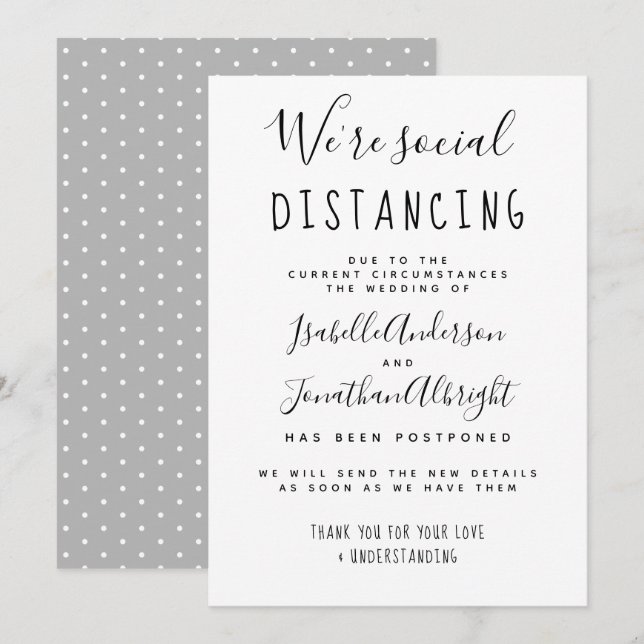 Invitación Somos un Boda apuesto elegante y distanciado socia (Anverso / Reverso)