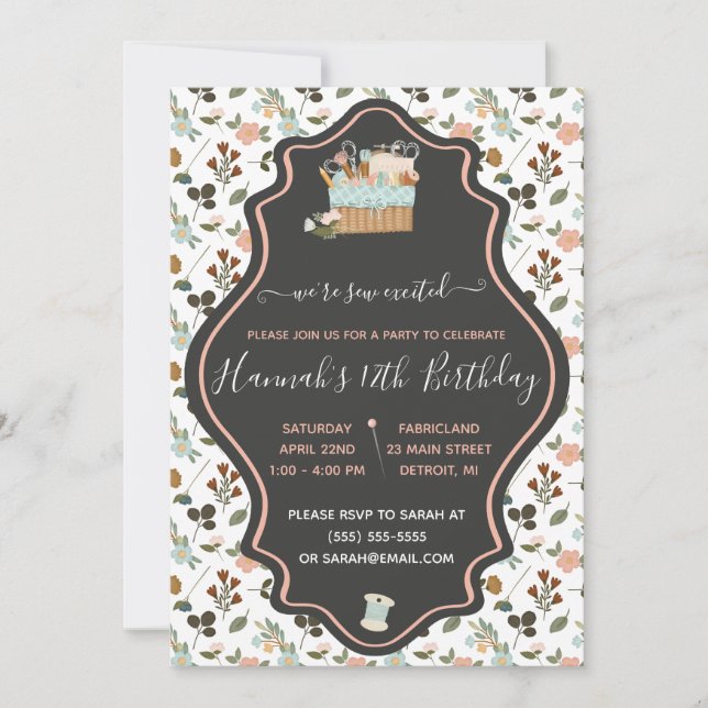 Invitación Somos una fiesta de cumpleaños temática de bordado (Anverso)