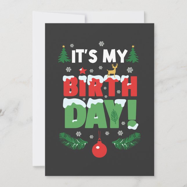 Invitación Son divertidas navidades de cumpleaños de mi Navid (Anverso)