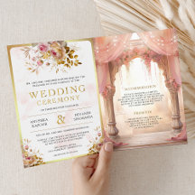 Soñador Mandap Floral Rosa Indio Boda Hindú