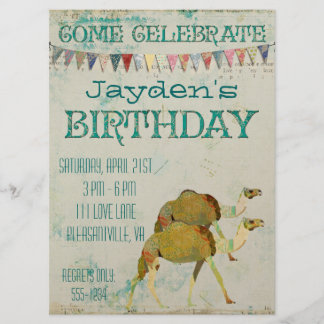Invitación soñadora del cumpleaños de los camellos