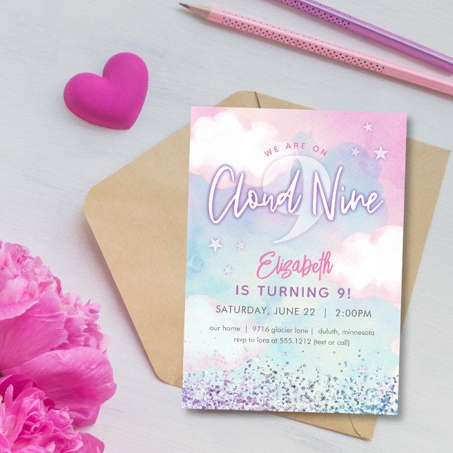 Invitación Soñadora Femenina En La Gloria En Su Cumpleaños Nú (Subido por el creador)