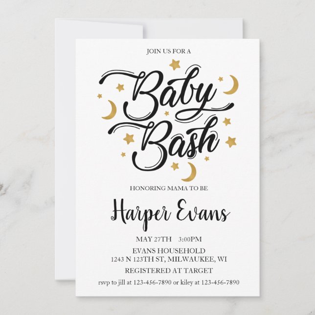 Invitación Soñando con estrellas y lunas (Anverso)