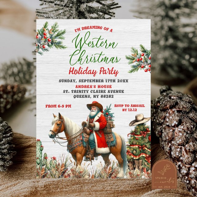 Invitación Soñando con la fiesta de Navidad del vaquero occid (Subido por el creador)