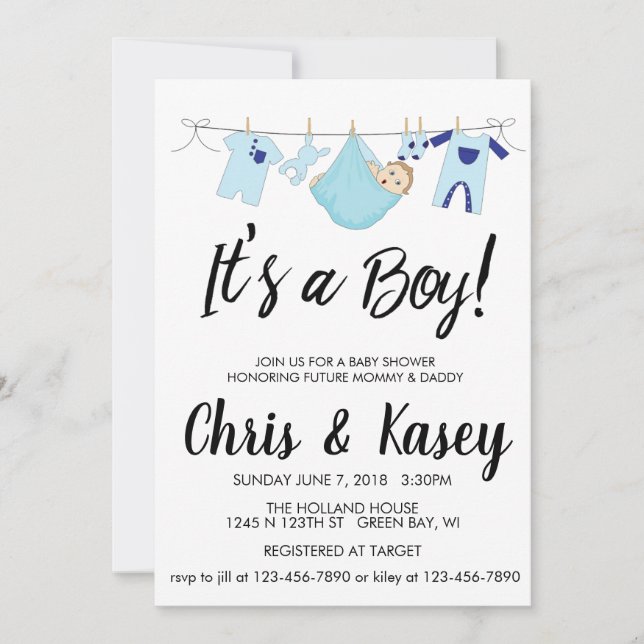 Invitación Soñando que es un niño (Anverso)