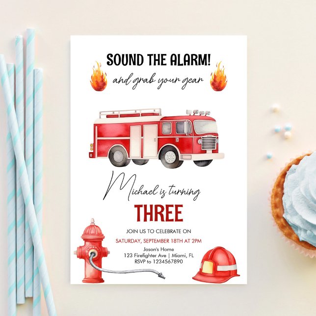 Invitación Sonar el cumpleaños del bombero de alarma (Subido por el creador)