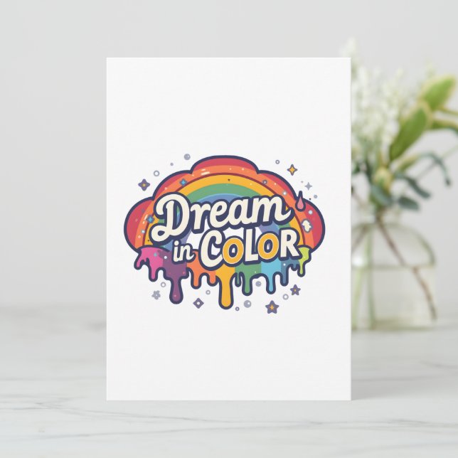 Invitación Soñar en Color | Cita Positiva Arcoíris   (Anverso de pie)