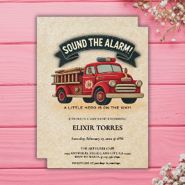 Invitación ¡Sonar la alarma! Baby Shower de vintage Firetruck