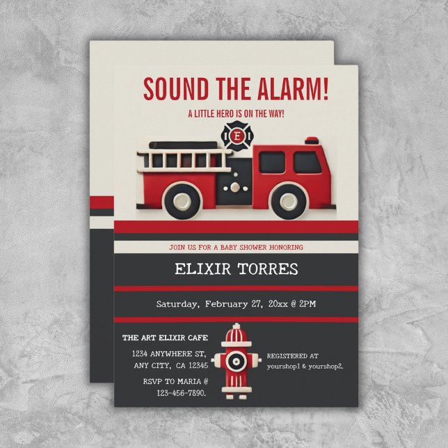 Invitación Sonar la alarma del Baby Shower del bombero Minima (Subido por el creador)