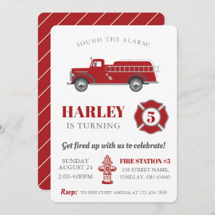 Invitación Sonar la alarmante fiesta de cumpleaños de camión 
