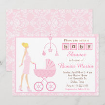 Sonda de Damask Rosa Esperando Baby Shower Chica