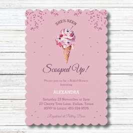 Invitación Sonda rosa, ducha de novia con crema de hielo Purp