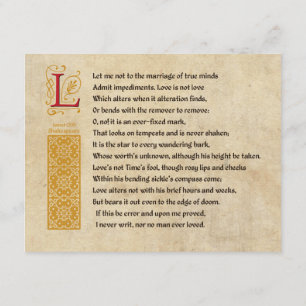 Invitación Soneto 116 (CXVI) de Shakespeare en Pergamino