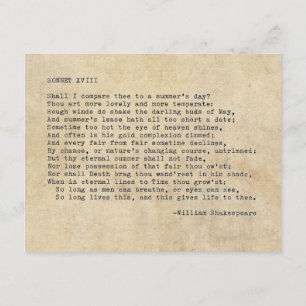 Invitación Soneto 18 (XVIII) de Shakespeare en máquina de esc