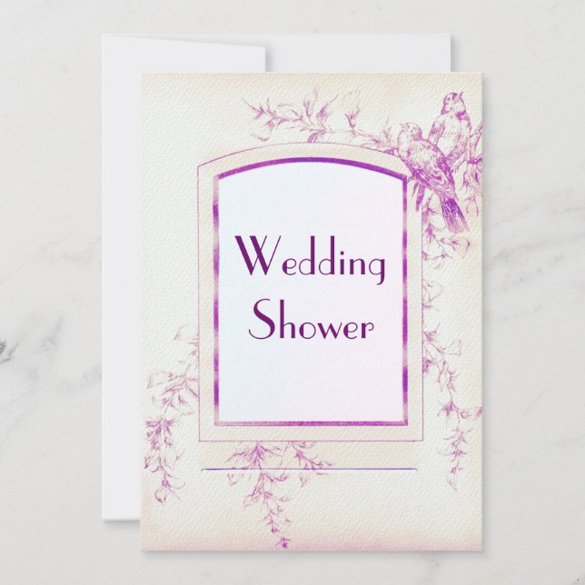 Invitación Songbird Shabby Chic Wedding Ducha (Anverso)