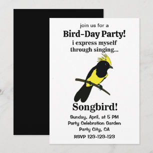 Invitación Songbird Tit Bird Funny Birdwatcher Cumpleaños