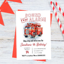 Invitación Sonido Retro Rojo Dispara la Alarma Cumpleaños del