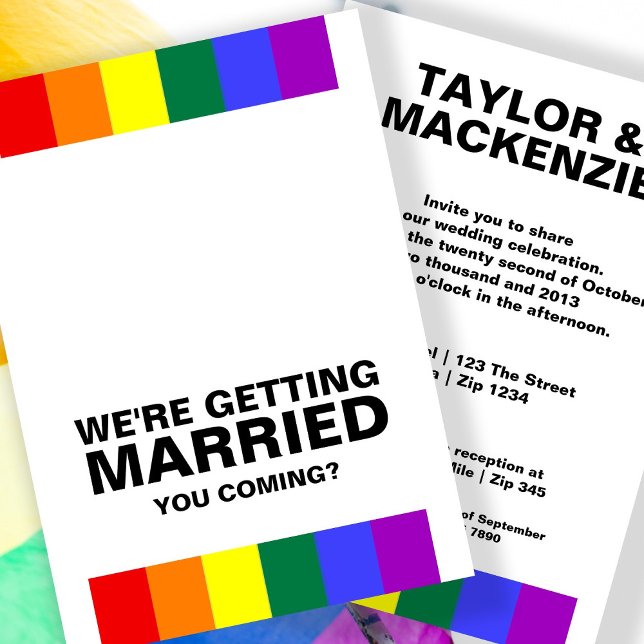 Invitación Sonidos de Boda Diversión Gay Arcoíris Orgullo (Wedding Sounds Gay Fun Rainbow Pride Invitation by Ricaso
Sounds gay, I'm in LGBTQ same sex wedding
)