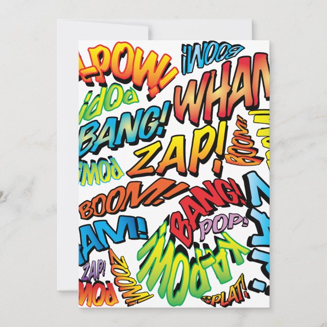 Invitación Sonidos divertidos de arte pop de cómics retro (Anverso)