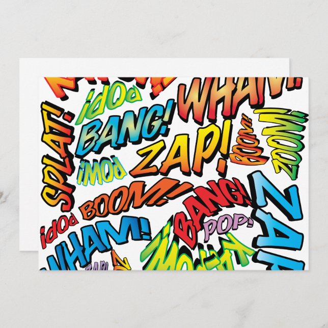 Invitación Sonidos divertidos del arte pop de los cómics retr (Anverso / Reverso)