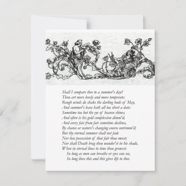 Invitación Sonnet # 18 de William Shakespeare (Anverso)